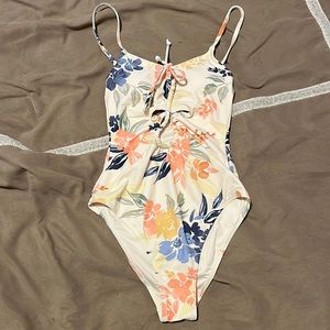 Floral cream one piece swimsuit